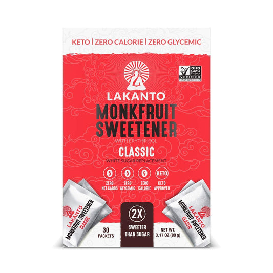 Lakanto Classic Monkfruit Sweetener Packets - 1:1 White Sugar Replacement (Classic, 30 Count)