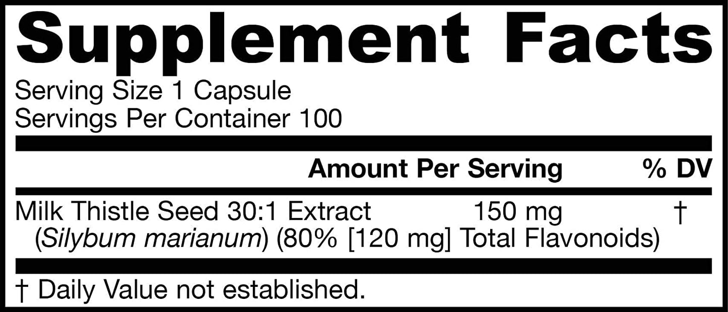 Jarrow Formulas Milk Thistle, 100 Caps 150 mg