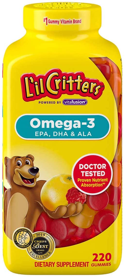 LIL CRITTERS Omega 3, EPA, DHA& ALA, 220 Gummies