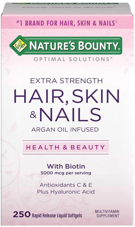 Nature's Bounty Extra Strength Hair Skin Nails, 5000mcg of Biotin (250 Count)