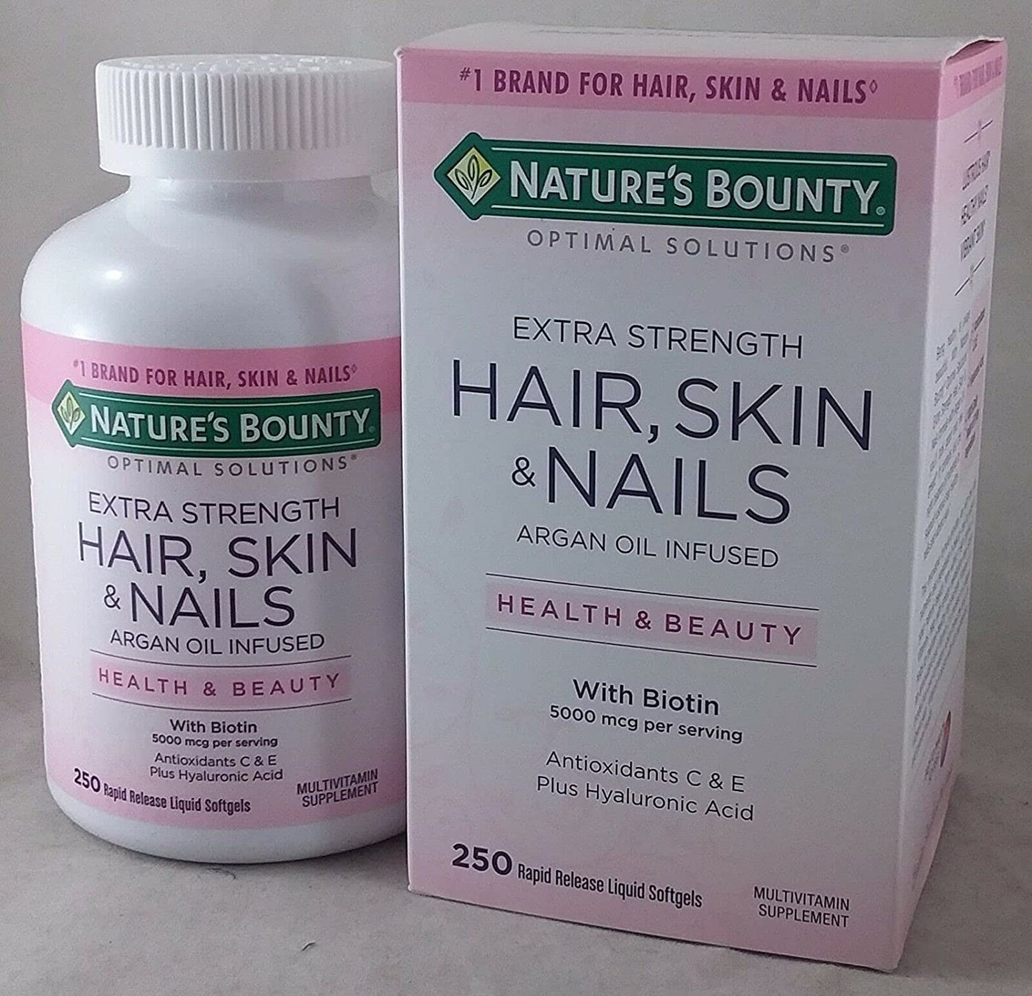 Nature's Bounty Extra Strength Hair Skin Nails, 5000mcg of Biotin (250 Count)