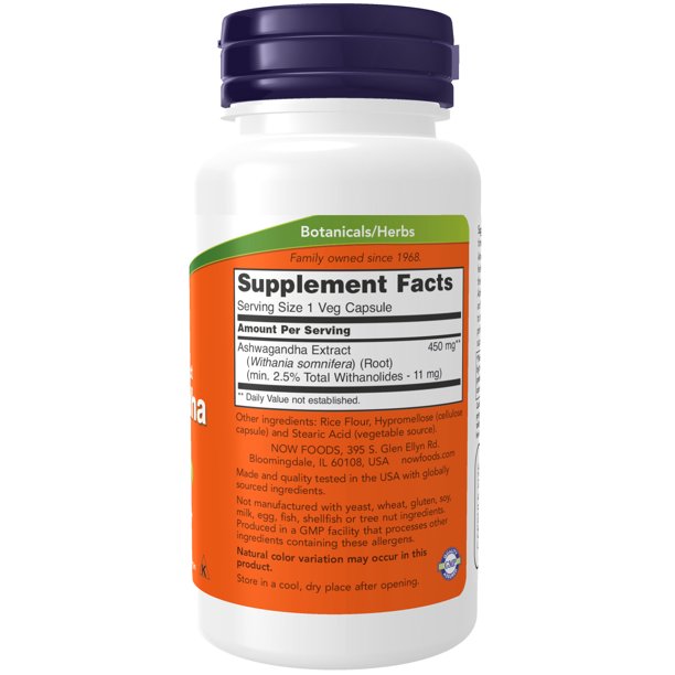 NOW Foods Ashwagandha -- 450 mg - 90 Veg Capsules