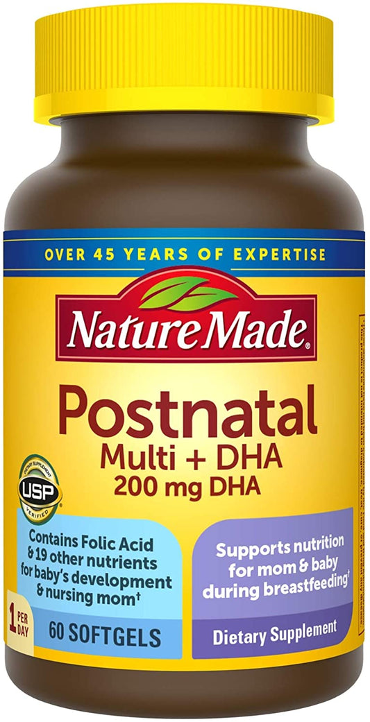 Nature Made Postnatal Multivitamin + DHA 200 mg, 60 Softgels