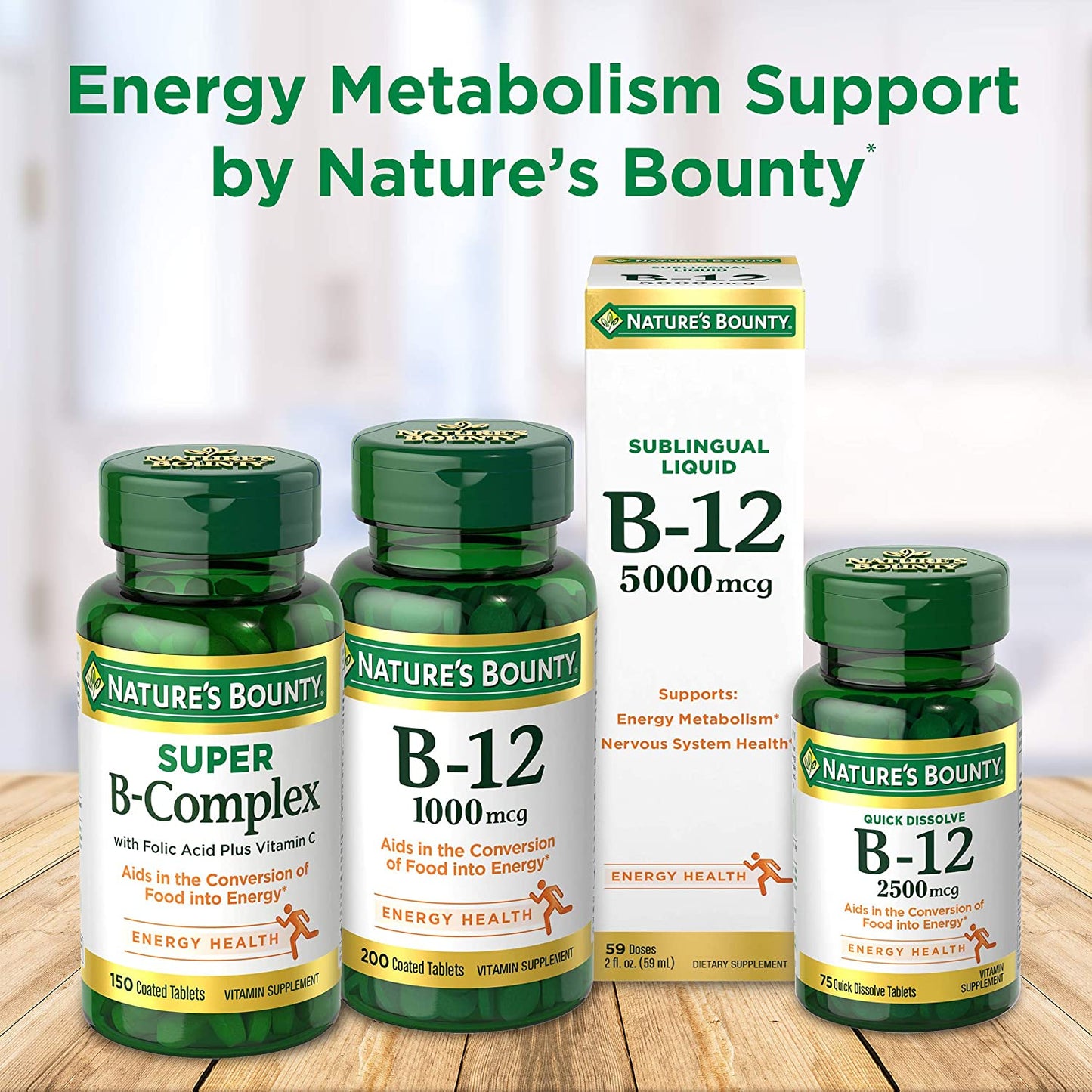 Nature’s Bounty Vitamin B-12 Supplement, Supports Metabolism and Nervous System Health, 2500mcg, 75 Tablets