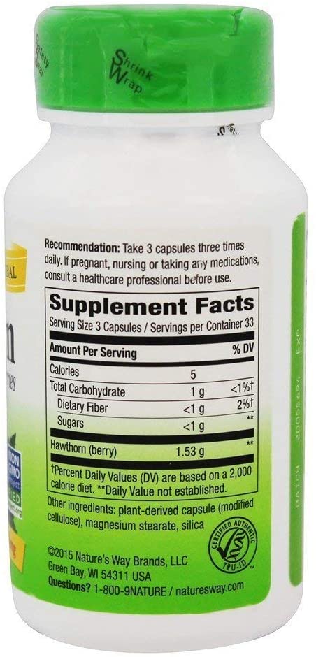 Natures Way Hawthorn Berries, 510mg 100 Capsules