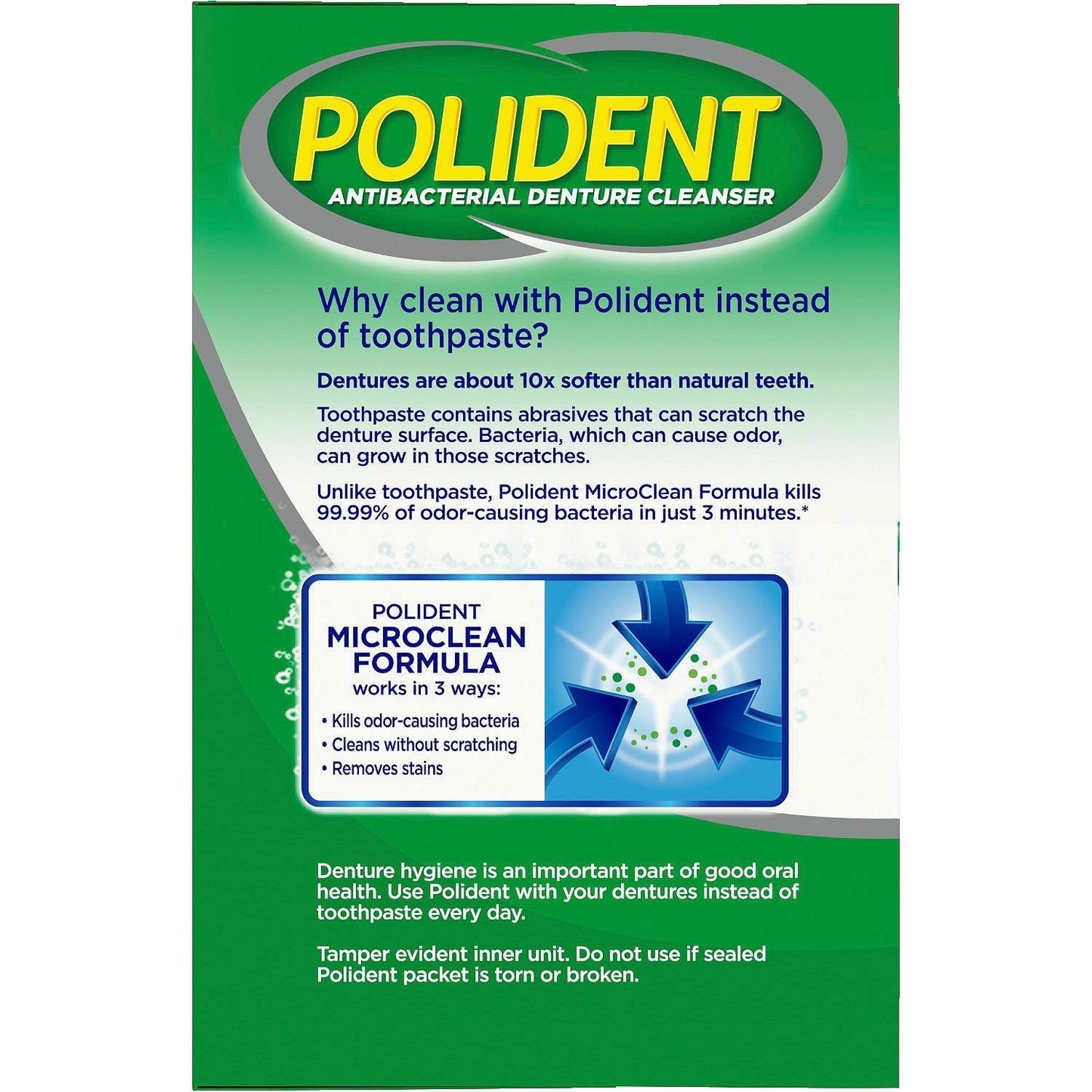 Polident 3 Minute, Antibacterial Denture Cleanser 120 ea (Pack of 2)