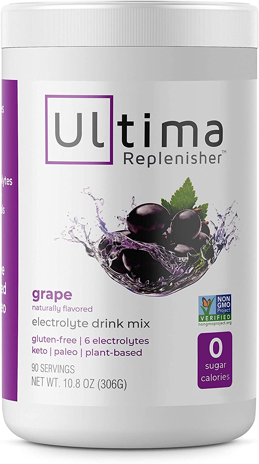 Ultima Replenisher Electrolyte Hydration Powder, Grape, 90 Serving Canister - Sugar Free, with Magnesium, Potassium, Calcium