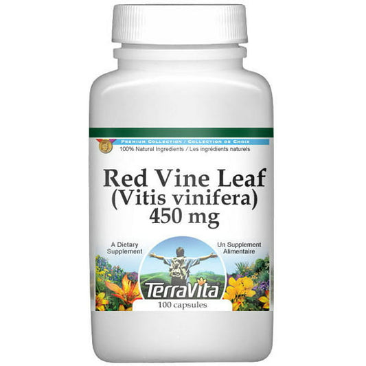 TerraVita Red Vine Leaf 450 mg, (100 Capsules)