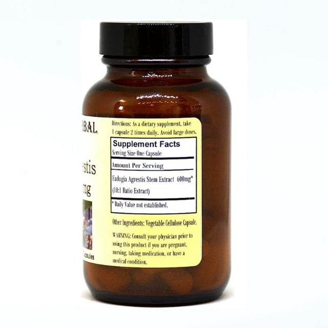 Fadogia Agrestis Extract 10:1 - 60 600mg Vegicaps - Stearate Free, Bottled in Glass