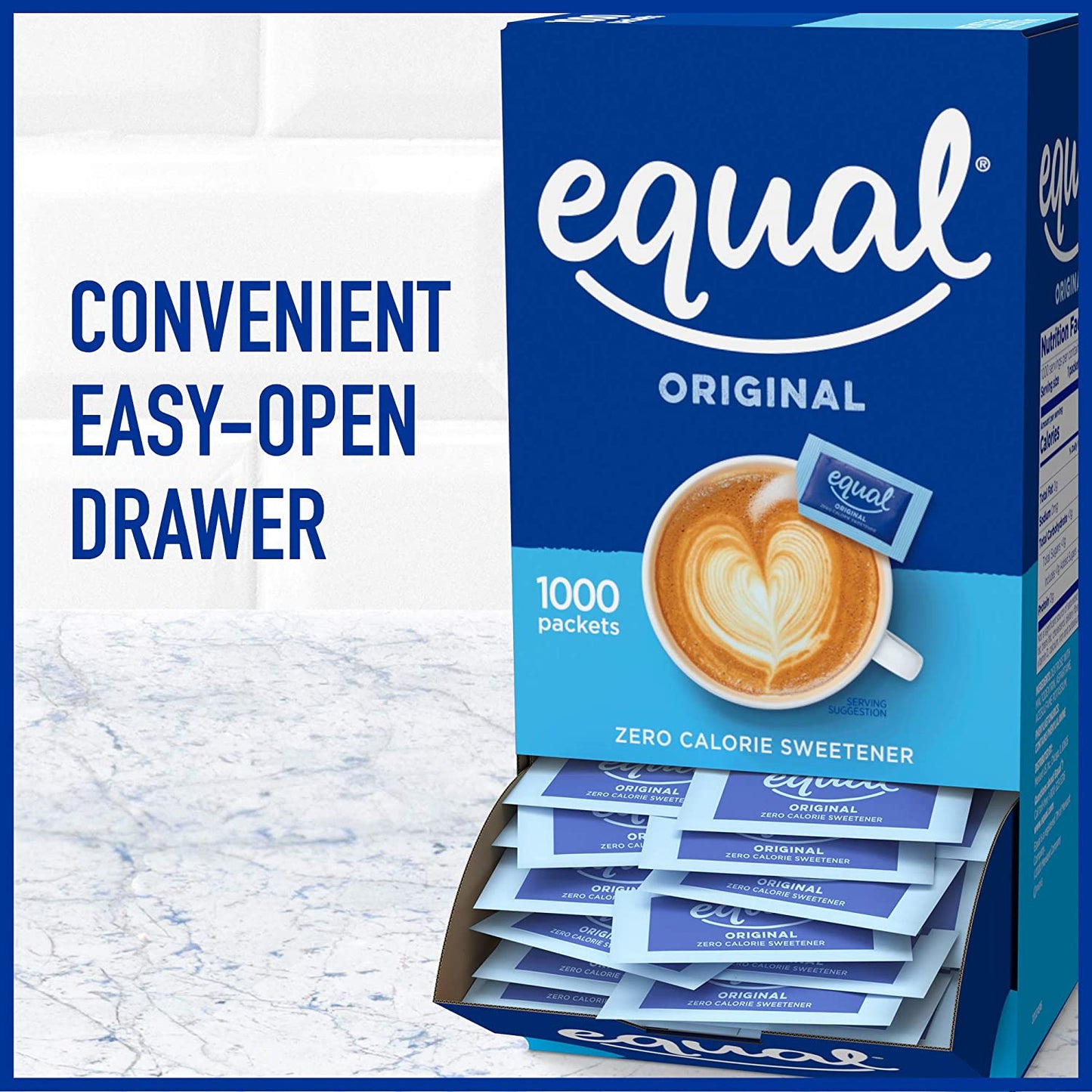 EQUAL Original Zero Calorie Sweetener, Sugar Substitute, 1000 Packets