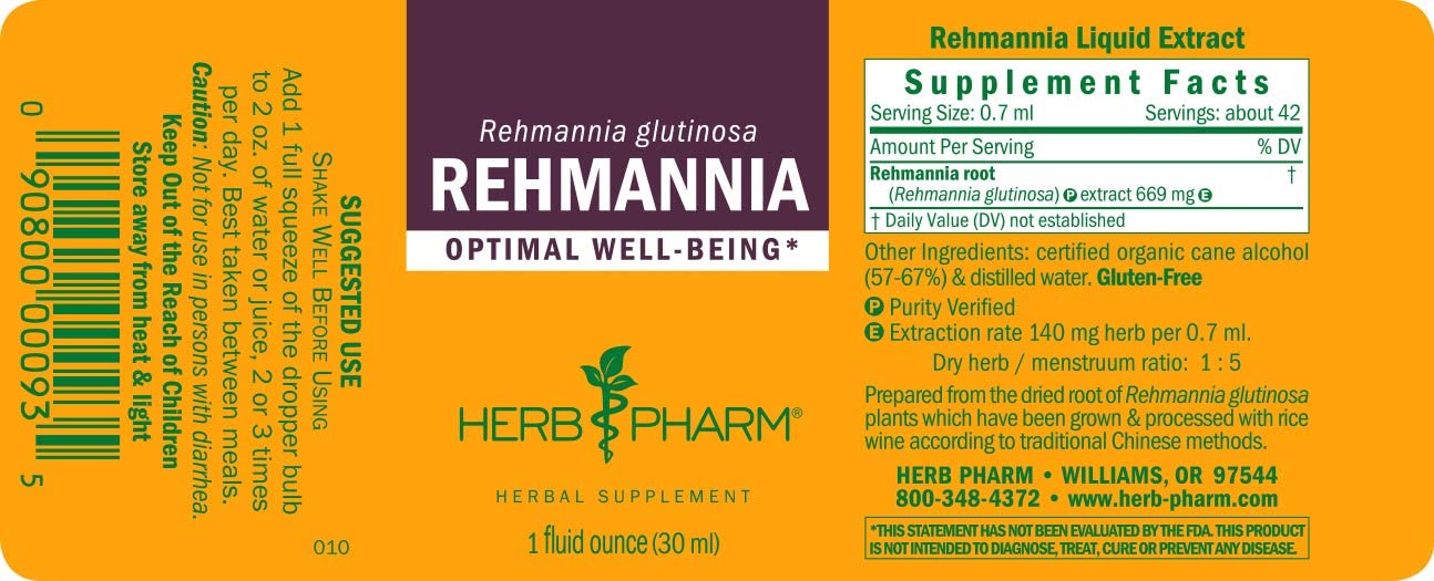 Herb Pharm Rehmannia Liquid Extract - 1 Ounce