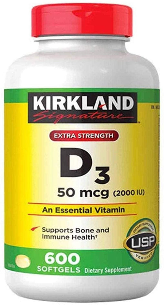 Kirkland Signature Maximum Strength Vitamin D3 2000 I.U. 600 Softgels, Bottle Personal Healthcare / Health Care