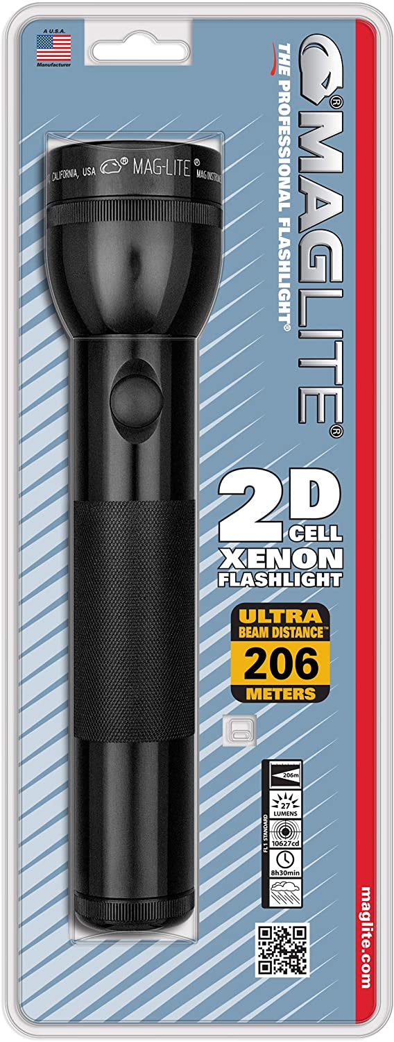 Maglite Heavy-Duty Incandescent 2-Cell D Flashlight, Black