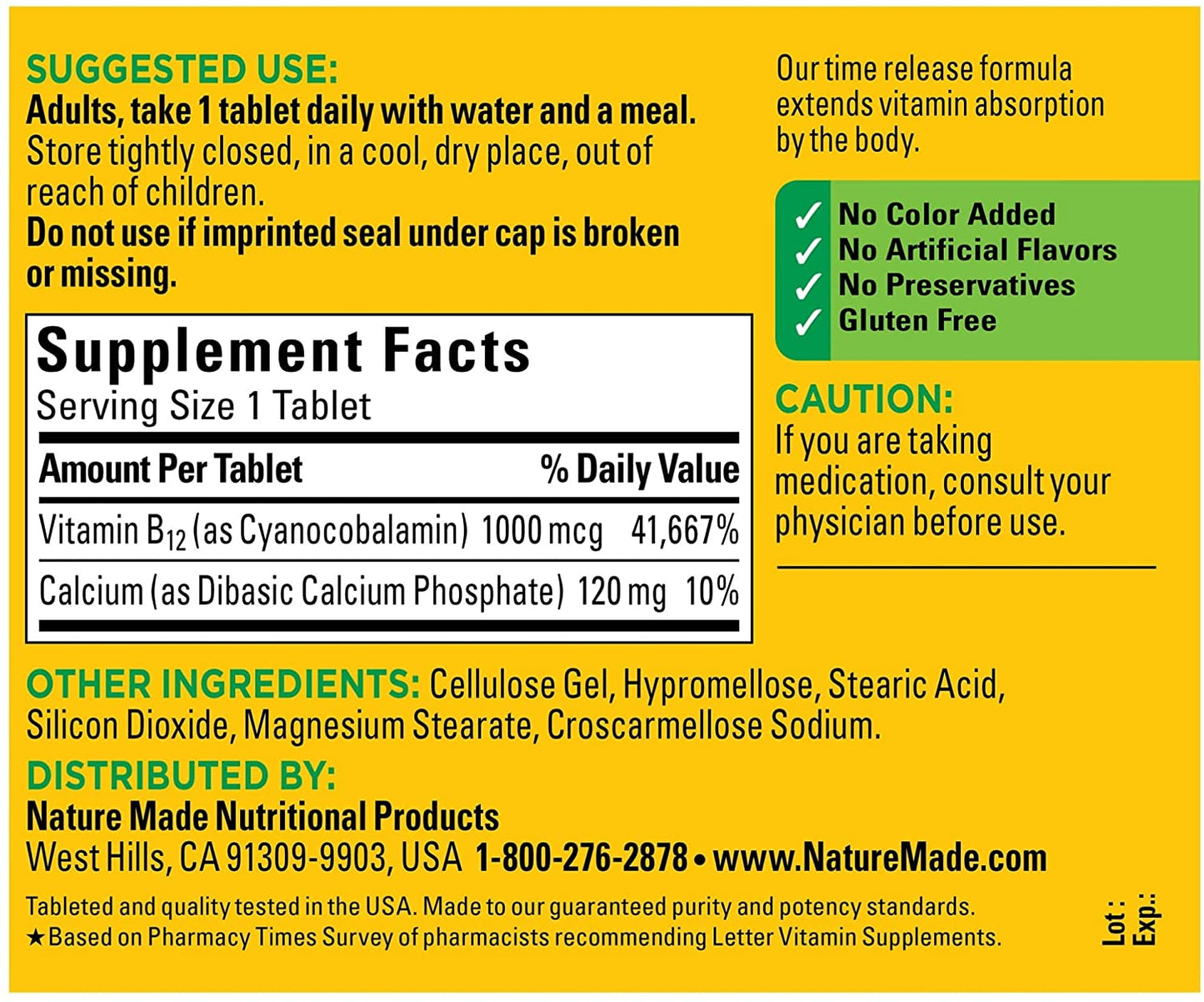 Nature Made Vitamin B-12 Timed Release Tablets, Value Size, 1000 Mcg, 160 Count