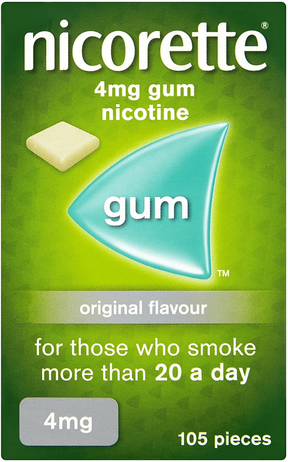 Nicorette Chewing Gum Original, 4 mg, 105 Gums