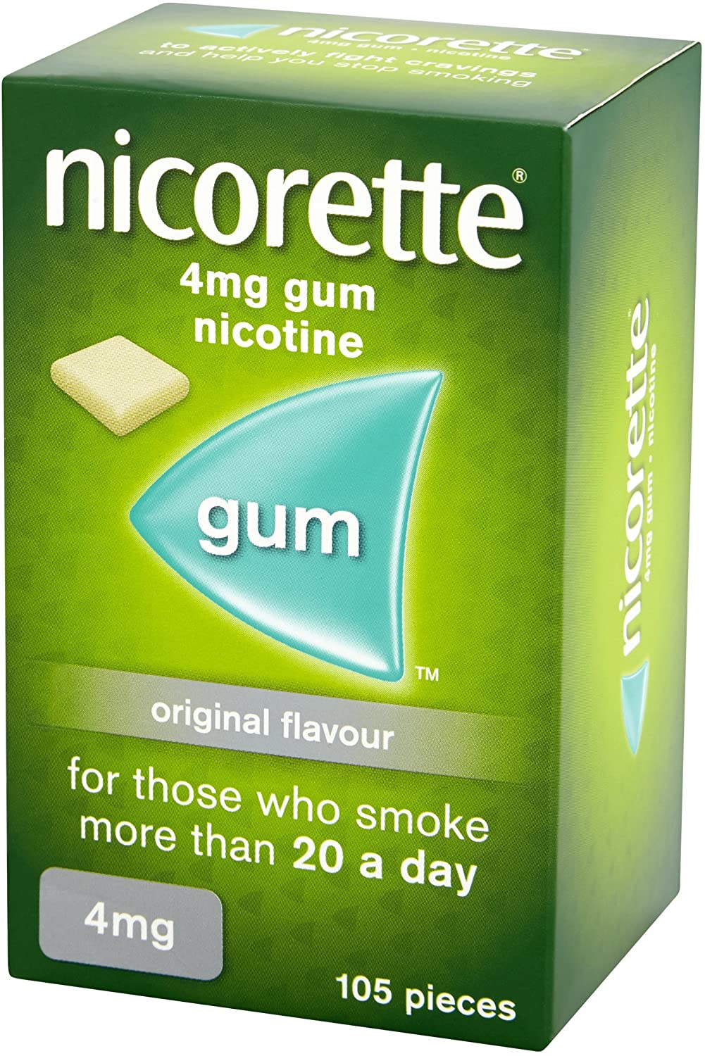 Nicorette Chewing Gum Original, 4 mg, 105 Gums