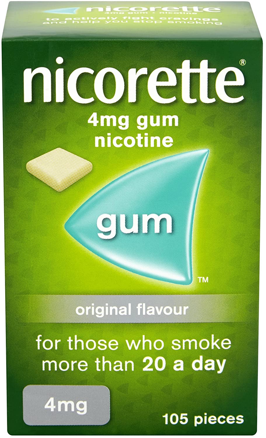 Nicorette Chewing Gum Original, 4 mg, 105 Gums