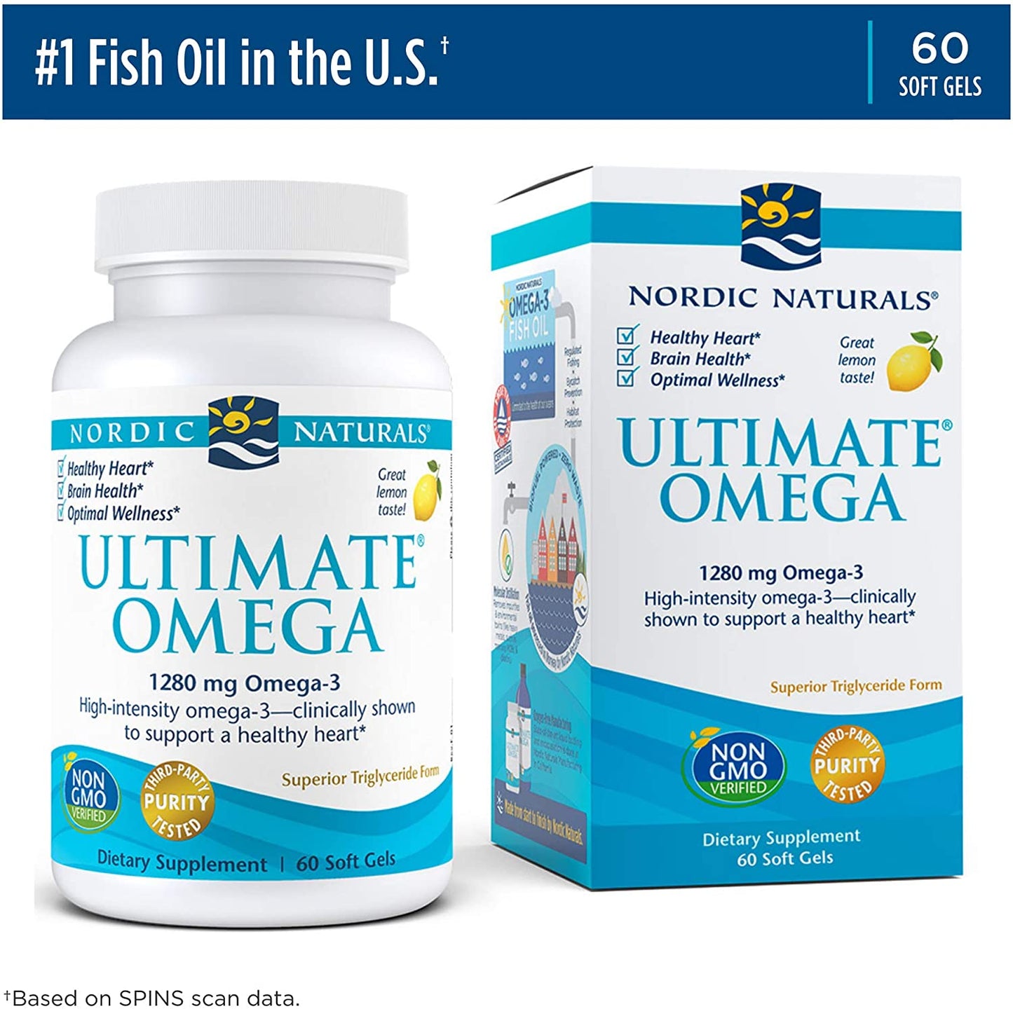 Nordic Naturals Ultimate Omega, Lemon Flavor - 1280 mg Omega-3-60 Soft Gels