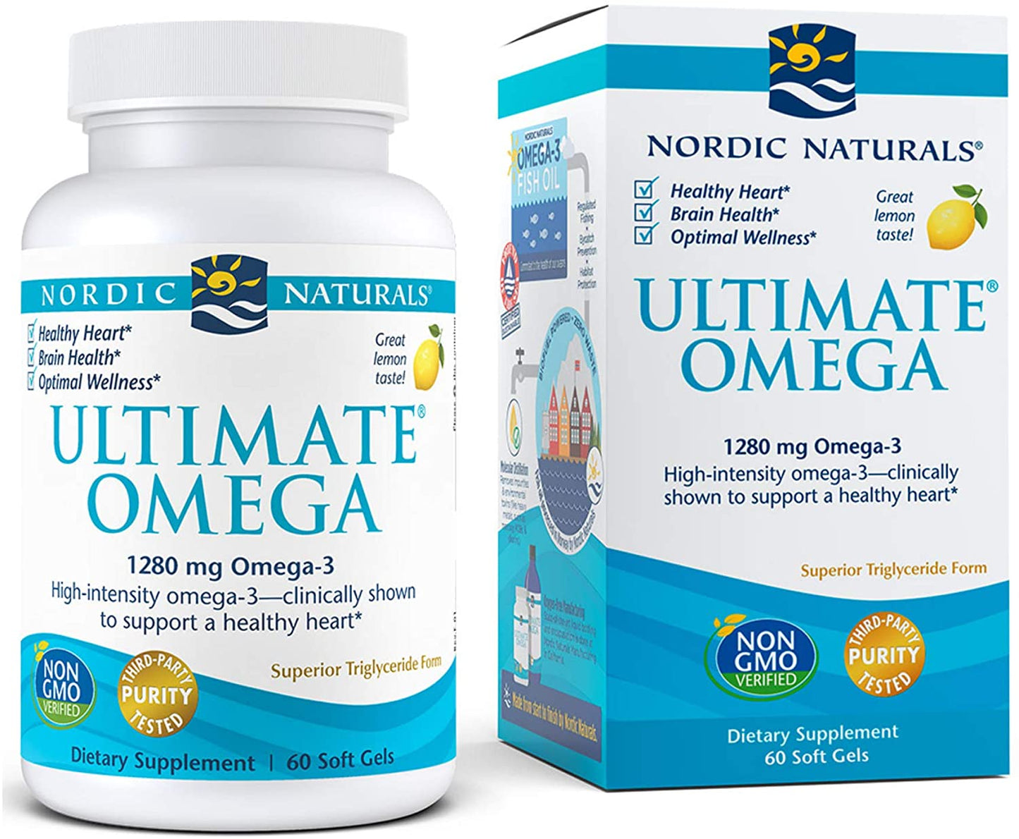 Nordic Naturals Ultimate Omega, Lemon Flavor - 1280 mg Omega-3-60 Soft Gels