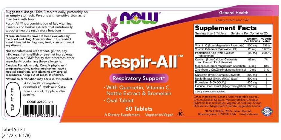 Now Foods, Respir-All, 60 Tablets