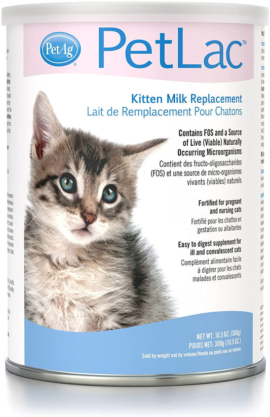 PetAg Petlac Milk Powder for Kittens - Kitten Formula Milk Replacer with Vitamins, Minerals, and Amino Acid -10.5 oz