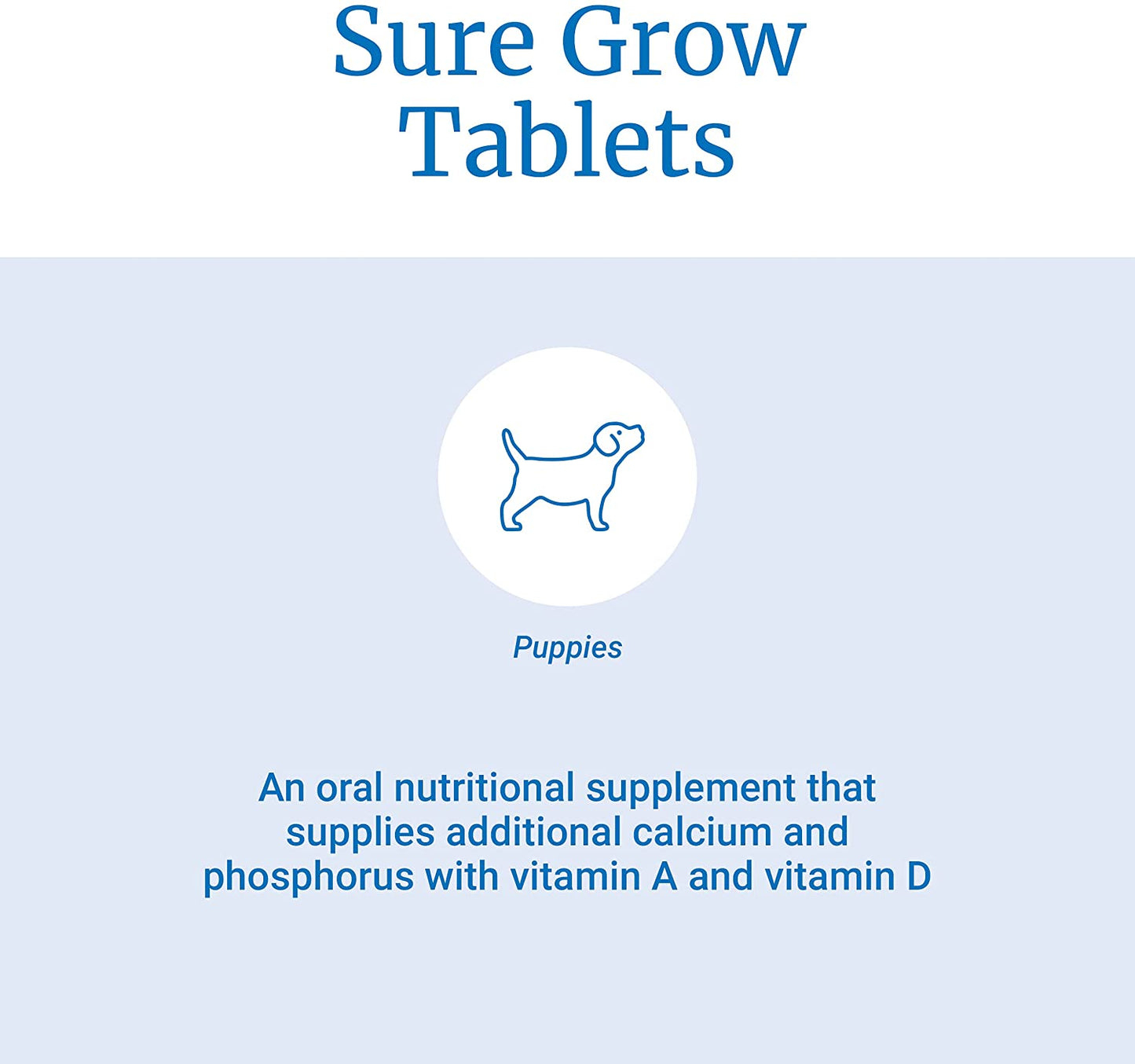 PetAg Sure Grow 100 - Puppy Vitamins - Calcium & Phosphorus Supplement for Dogs - 100 Tablets