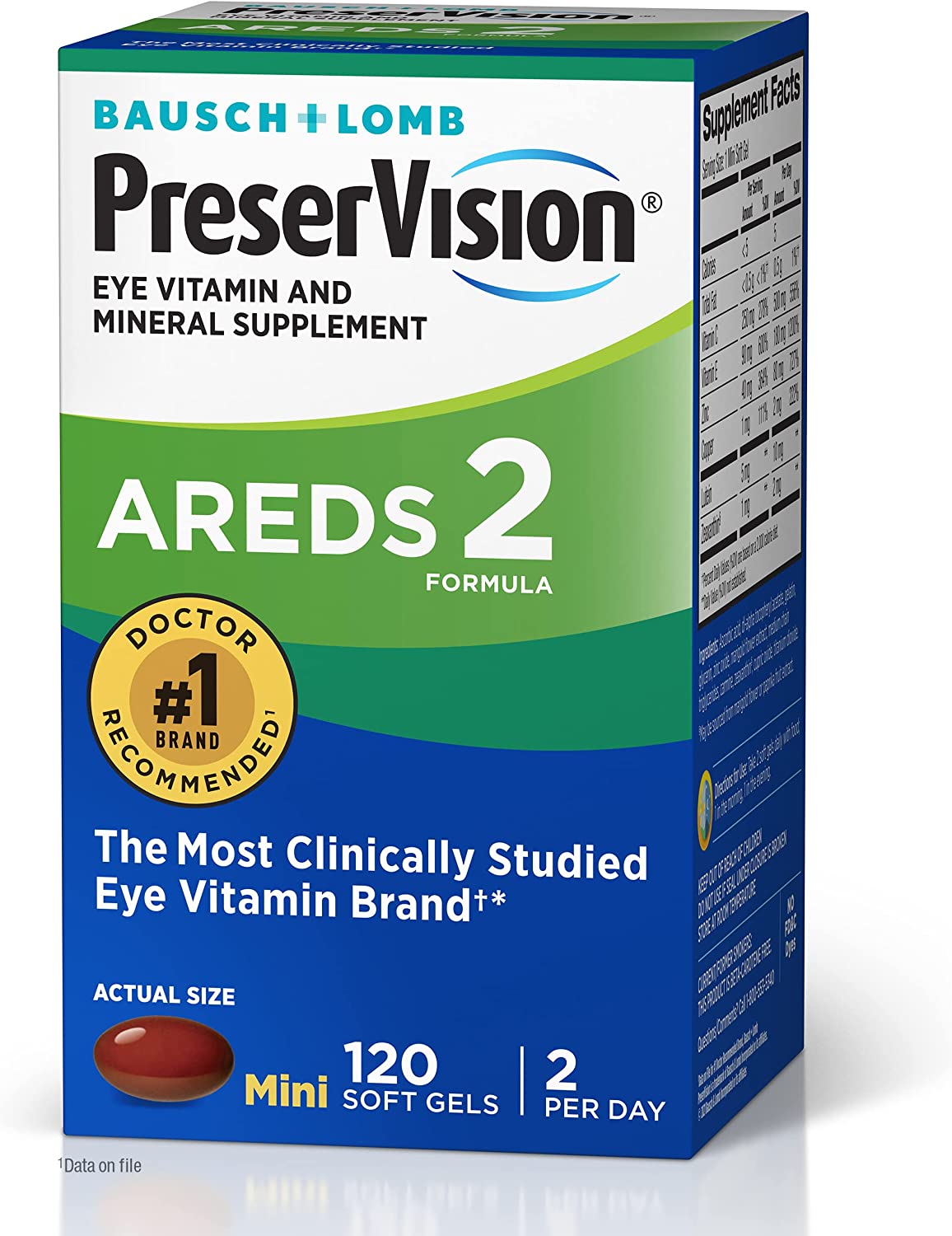 PreserVision AREDS 2 Eye Vitamin & Mineral Supplement, Contains Lutein, Vitamin C, Zeaxanthin, Zinc & Vitamin E, 120 Softgels