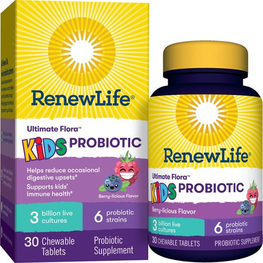 Renew Life Kids Chewable Probiotic, 3 Billion, Berry, 30 Ct