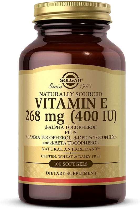 Solgar Vitamin E 268 MG (400 IU) Mixed (d-Alpha Tocopherol & Mixed Tocopherols), 100 Softgels